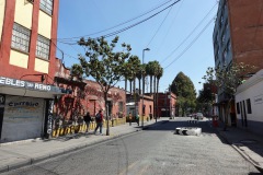 En lite mer nedgången gata vid Garibaldi Plaza, Centro Histórico, Mexico City.