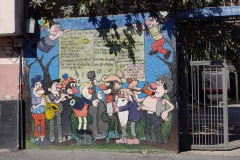 Fantastiska väggmålningar längs trevliga gågatan Regina, Centro Histórico, Mexico City.